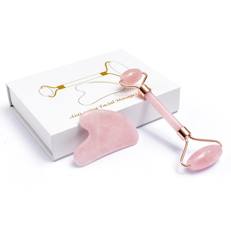 Gua Sha Tool Rose Quartz - الطبيعية ارتفع الكوارتز اليشم الأسطوانة غوا