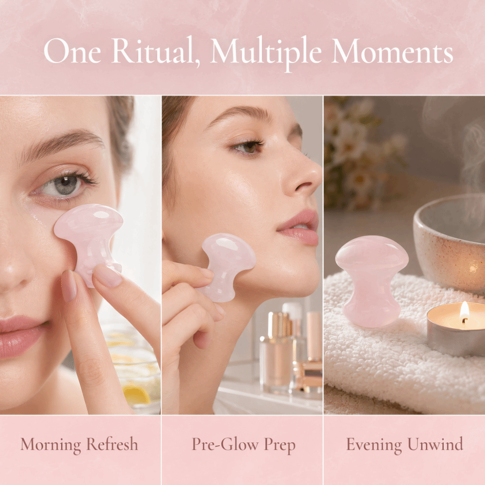 Gua Sha Tool Rose Quartz - حجر تدليك من الكوارتز الوردي الكريستالي،