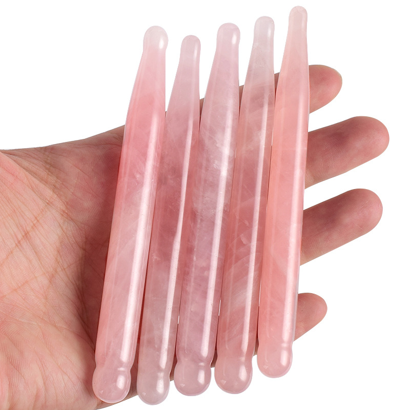 Gua Sha Tool Rose Quartz - قلم تدليك العين الطبيعي حجر الكوارتز