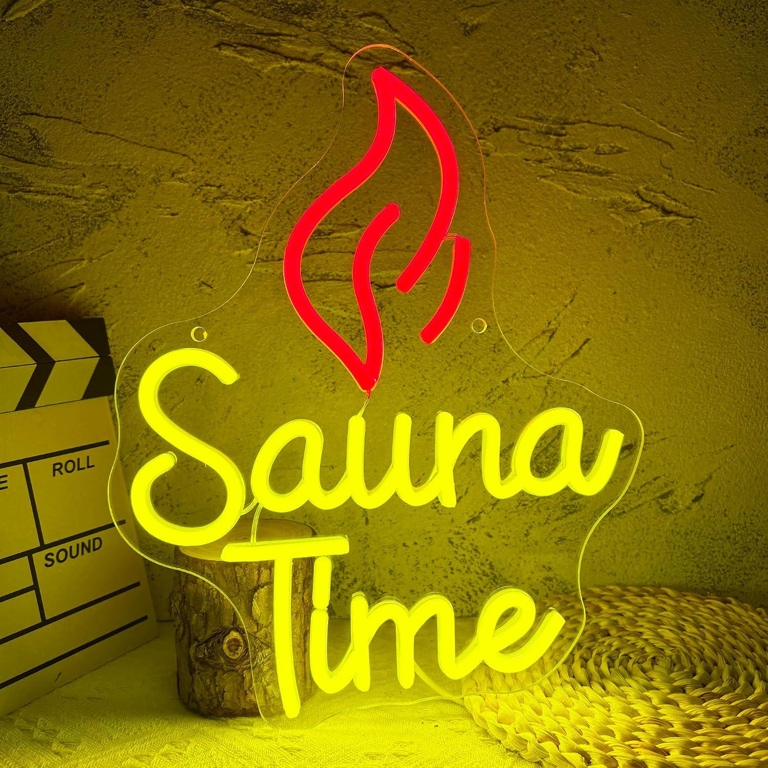 Spa Wellness Gym - لافتة نيون لوقت الاسترخاء في الساونا،